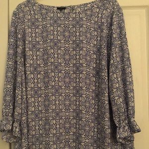Talbots blue and white blouse